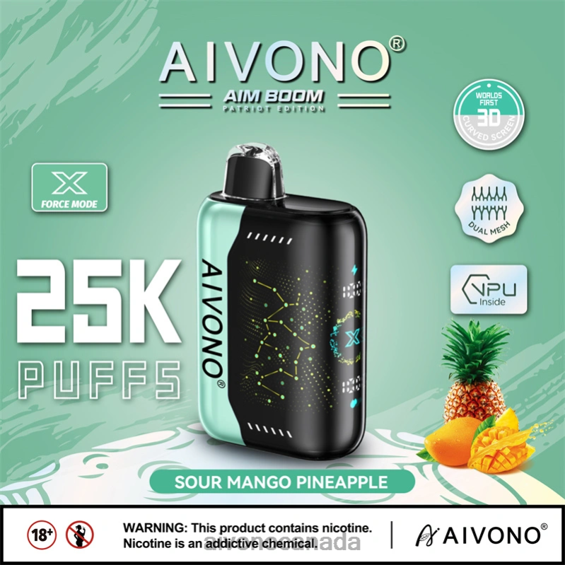 Aivono AIM BOOM 25000 Sour Mango Pineapple RBX2X351 - Aivono Vape Canada