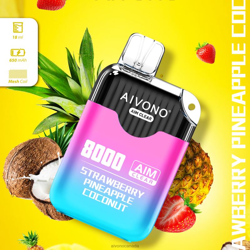 Aivono AIM CLEAR 8000 Strawberry Pineapple Coconut RBX2X207 - Aivono Vape Canada