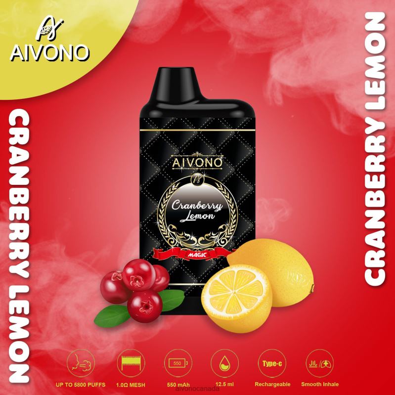 Aivono AIM MAGIC 5800 Mouth Box Cigarette Cranberry Lemon RBX2X89 - Aivono Vape