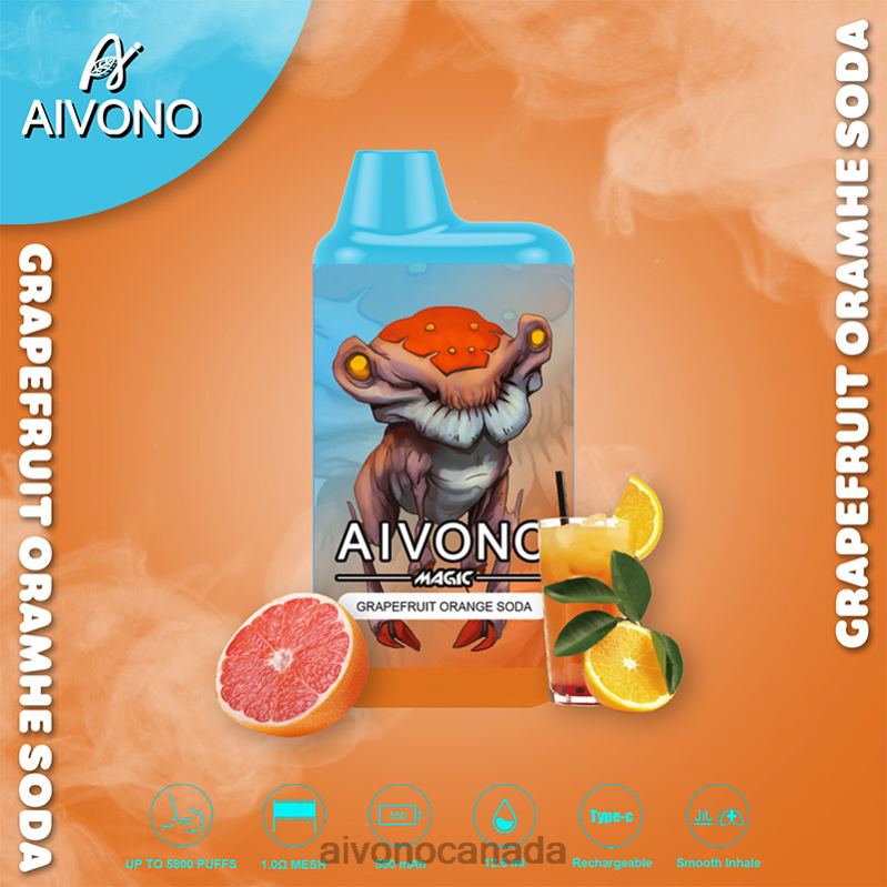 Aivono AIM MAGIC 5800 Mouth Box Cigarette Grapefruit Orange Soda RBX2X101 - Aivono Vape