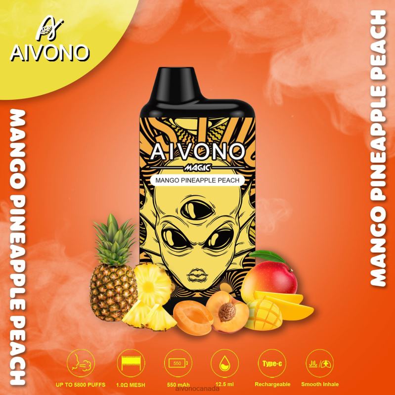 Aivono AIM MAGIC 5800 Mouth Box Cigarette Mango Pineapple Peach RBX2X88 - Aivono Canada