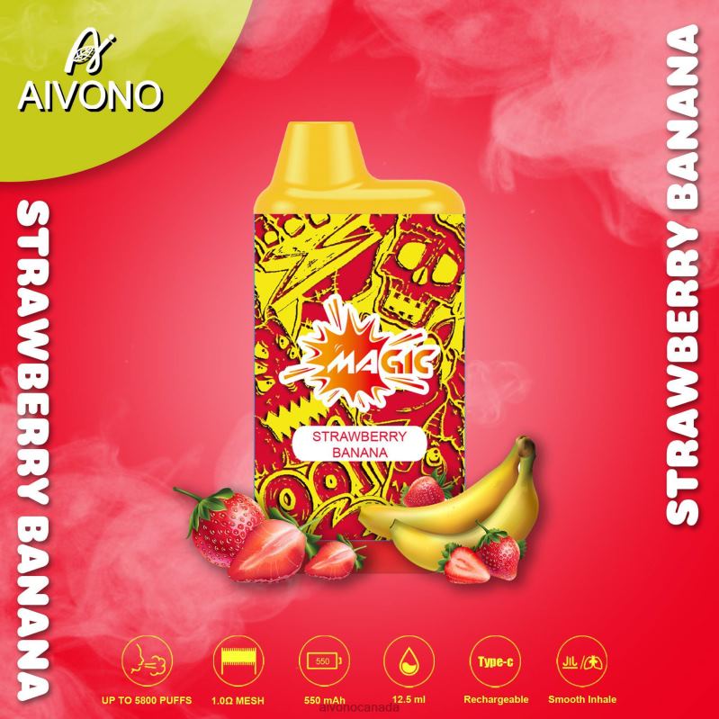 Aivono AIM MAGIC 5800 Mouth Box Cigarette Strawberry Banana RBX2X93 - Aivono Vape