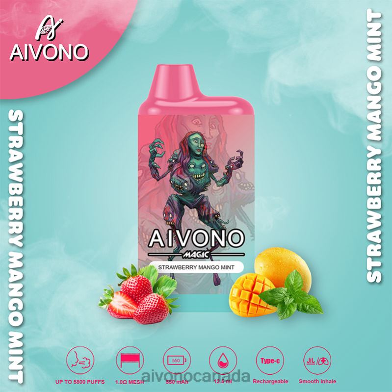 Aivono AIM MAGIC 5800 Mouth Box Cigarette Strawberry Mango Mint RBX2X97 - Aivono Vape