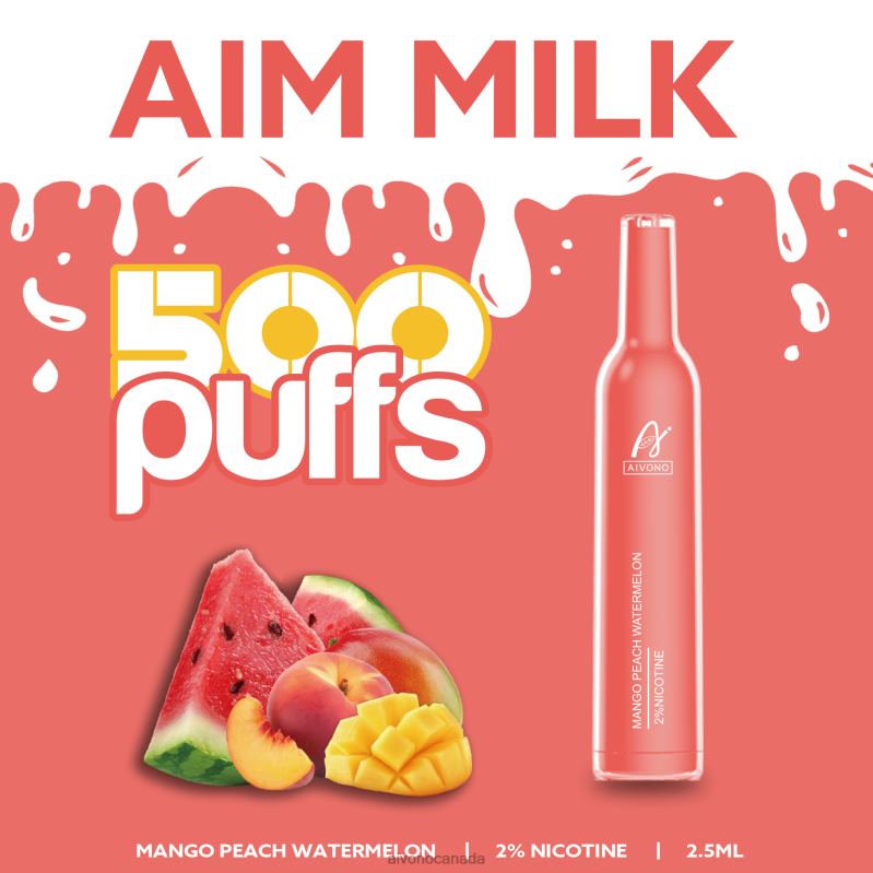 Aivono AIM MILK 500 Mango Peach Watermelon RBX2X268 - Aivono Canada