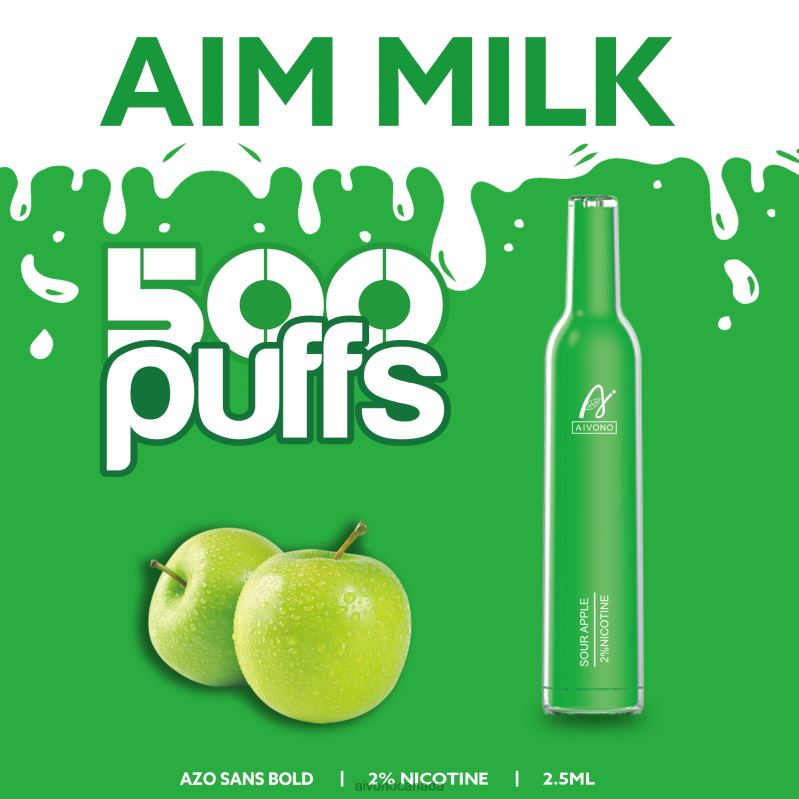 Aivono AIM MILK 500 Sour Apple RBX2X267 - Aivono Vape Canada