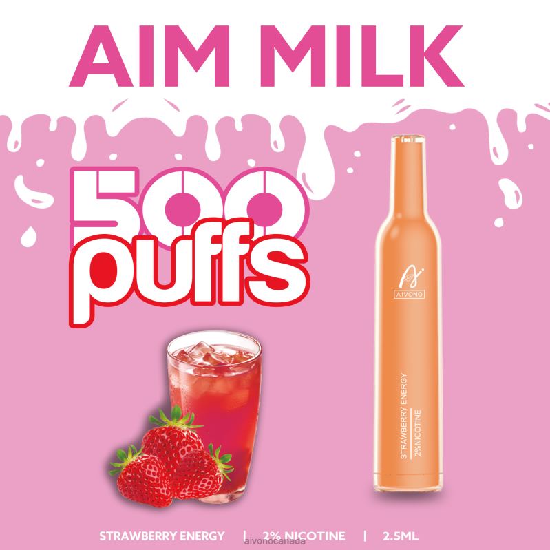 Aivono AIM MILK 500 Strawberry Energy RBX2X266 - Aivono Vape Review