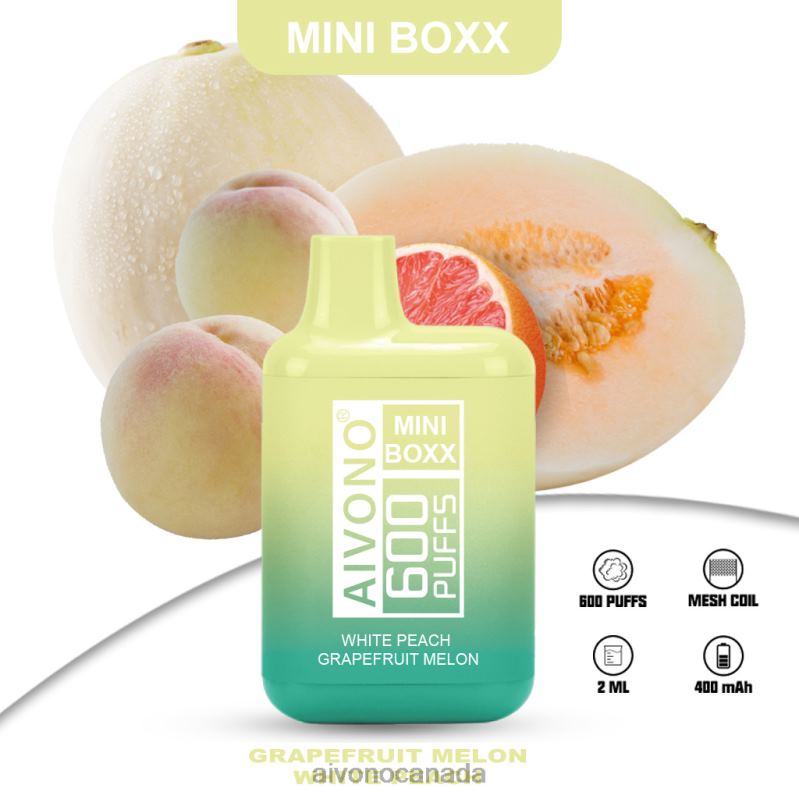 Aivono AIM MINI BOXX 600 White Peach Grapefruit Melon RBX2X241 - Aivono Vape