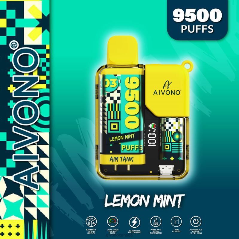 Aivono AIM TANK 9500 Lemon Mint RBX2X35 - Aivono Vape Canada