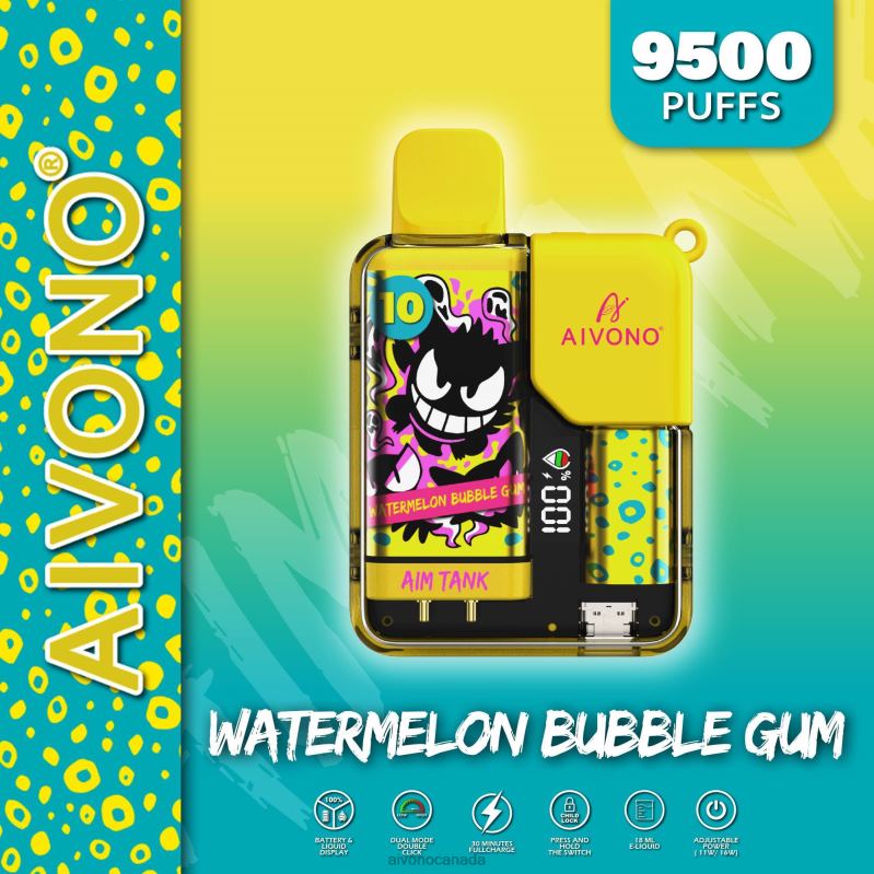 Aivono AIM TANK 9500 Watermelon Bubble Gum RBX2X44 - Aivono Canada