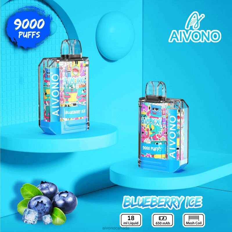 Aivono AIM XXL 9000 Mouth Sticker Transparent Blueberry Ice RBX2X50 - Aivono Vape Review