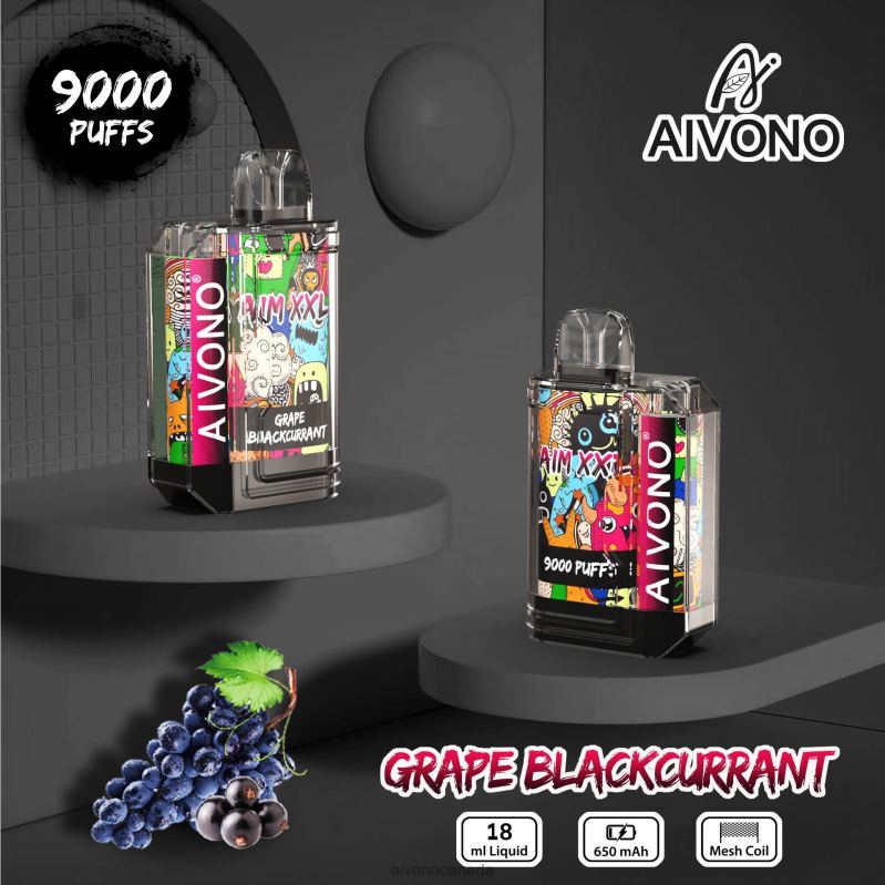 Aivono AIM XXL 9000 Mouth Sticker Transparent Grape Blackcurrant RBX2X56 - Aivono Canada
