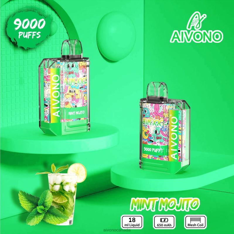 Aivono AIM XXL 9000 Mouth Sticker Transparent Mint Mojito RBX2X55 - Aivono Vape Canada