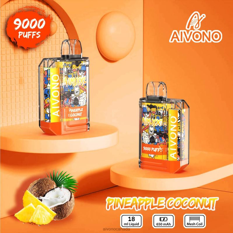 Aivono AIM XXL 9000 Mouth Sticker Transparent Pineapple Coconut RBX2X52 - Aivono Canada