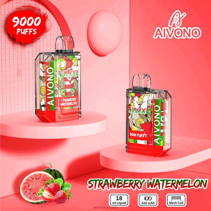 Aivono AIM XXL 9000 Mouth Sticker Transparent Strawberry Watermelon RBX2X53 - Aivono Vape