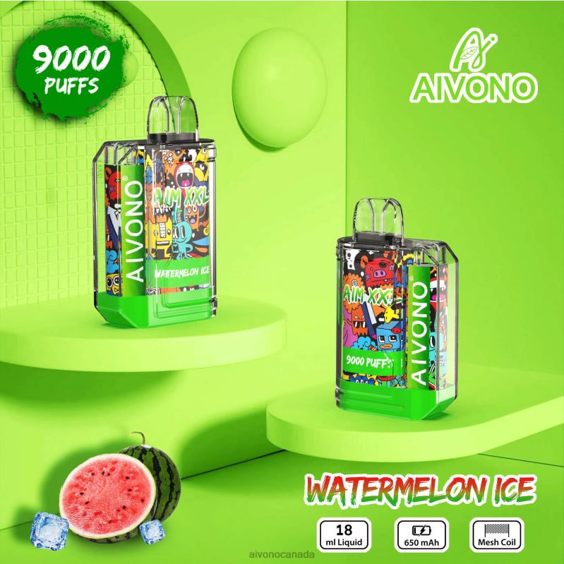 Aivono AIM XXL 9000 Mouth Sticker Transparent Watermelon Ice RBX2X48 - Aivono Canada
