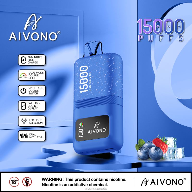 Aivono AIM magic 15000 Blue Razz Ice RBX2X64 - Aivono Canada