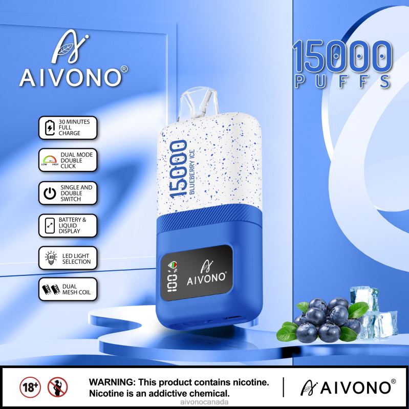 Aivono AIM magic 15000 Blueberry Ice RBX2X68 - Aivono Canada