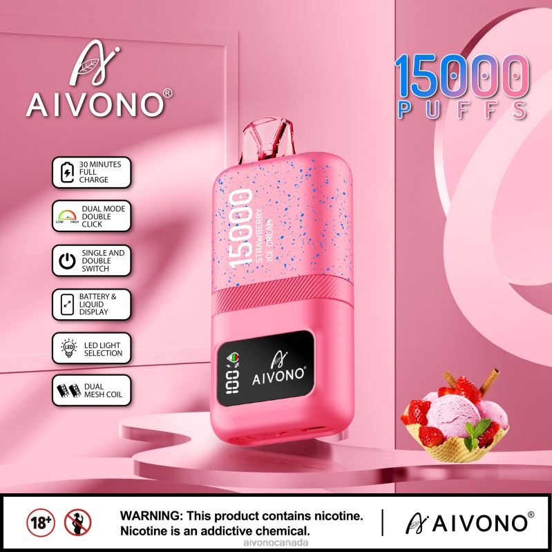Aivono AIM magic 15000 Strawberry Ice Cream RBX2X66 - Aivono Vape Review