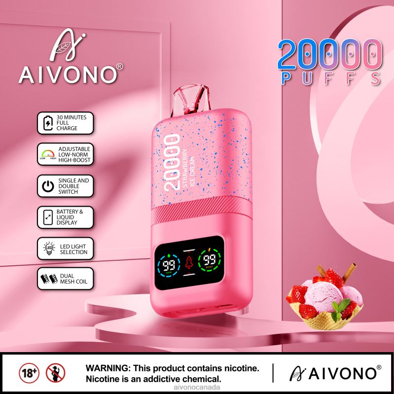 Aivono AIM magic 20000 Strawberry Ice Cream RBX2X80 - Aivono Canada