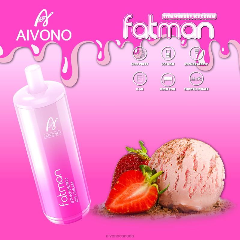 Aivono FATMAN 6800 Strawberry Ice Cream RBX2X21 - Aivono Vape
