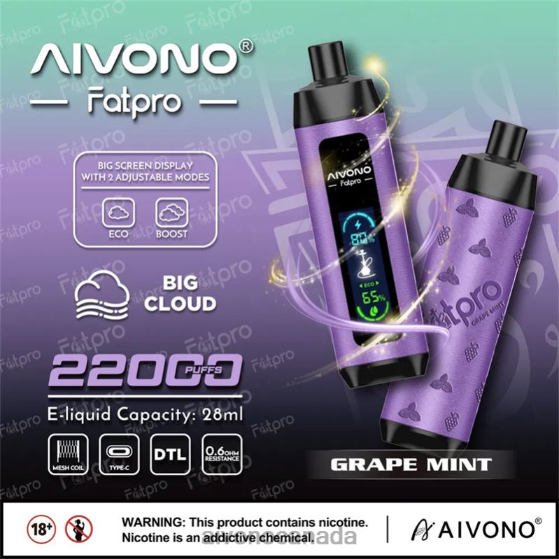 Aivono Fatpro 22000 Grape Mint RBX2X2 - Aivono Vape Review