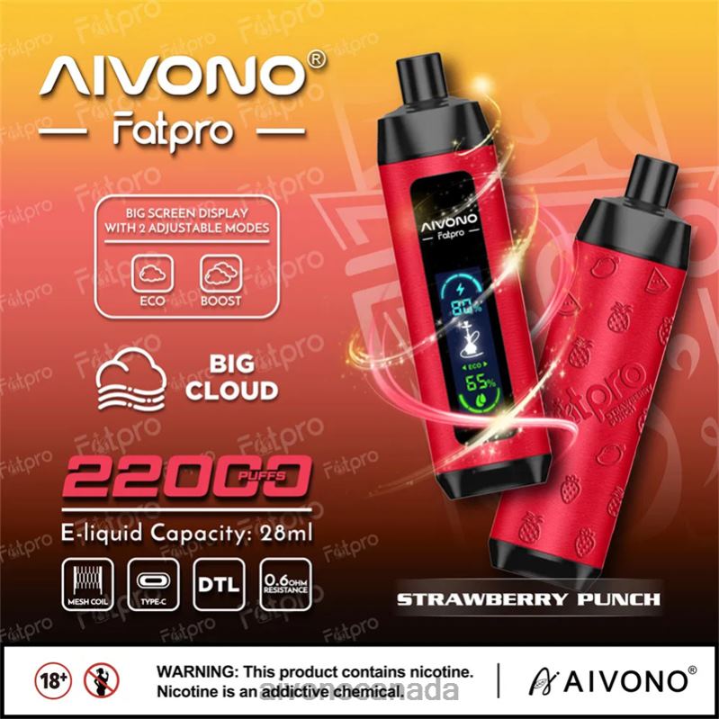 Aivono Fatpro 22000 Strawberry Punch RBX2X8 - Aivono Canada