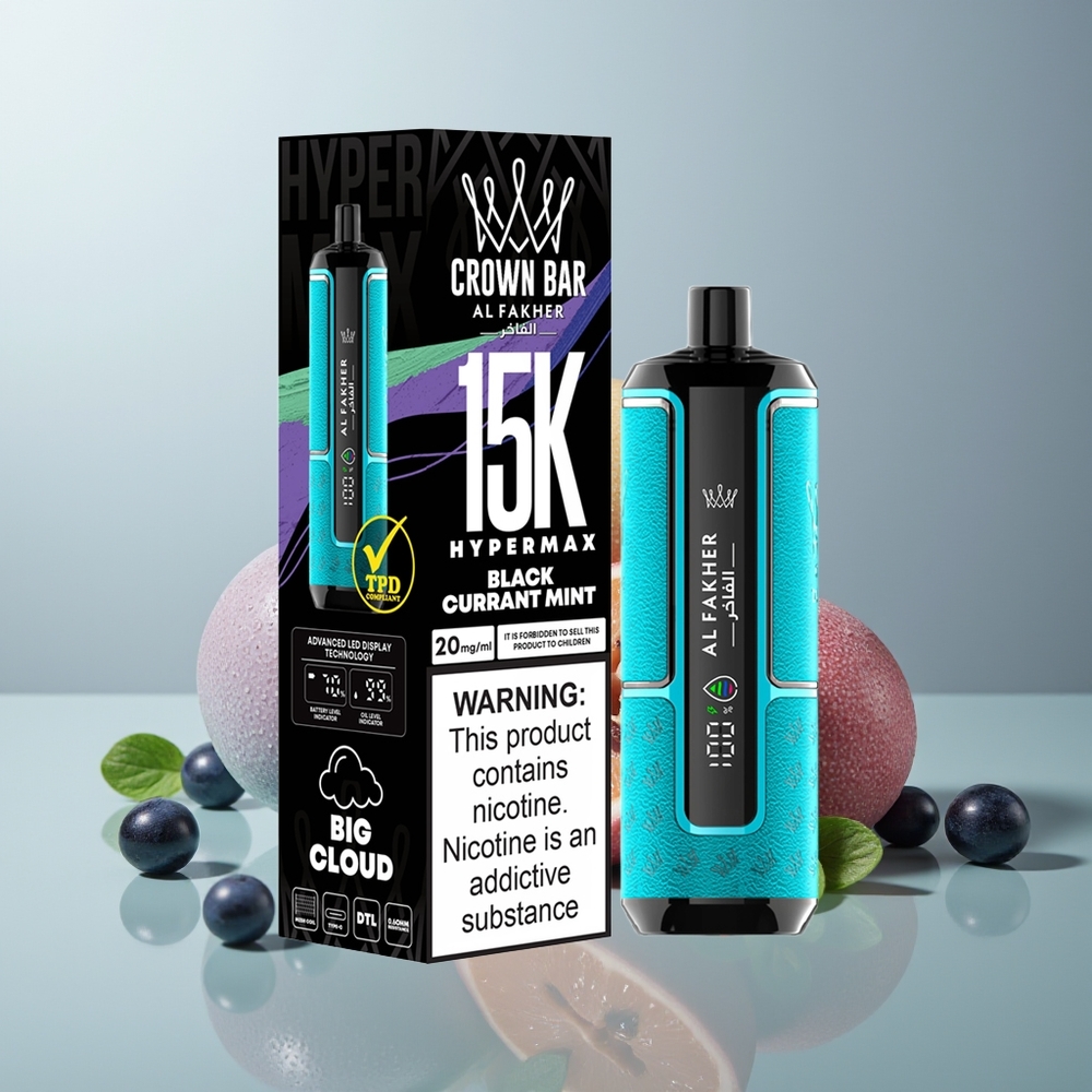 Wholesale Canada Al Fakher Crown Bar 15K Puffs 22ml Blackcurrant Mint