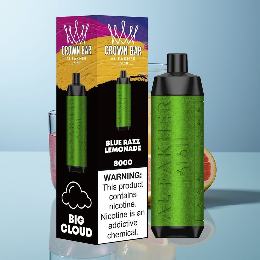 Wholesale Canada Al Fakher Crown Bar 8000 18ml Disposable Vape Blue Razz Lemonade