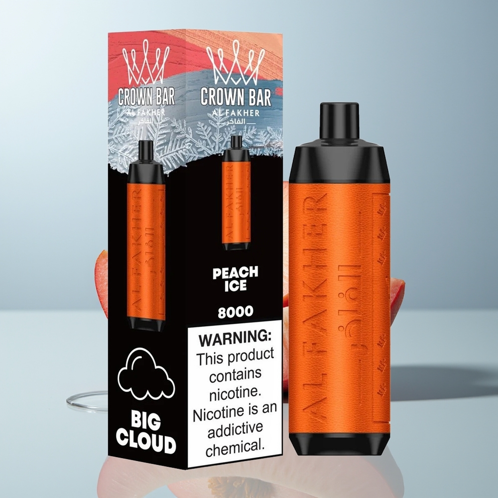 Wholesale Canada Al Fakher Crown Bar 8000 Puffs USB Type-C Peach Ice Disposable Vape