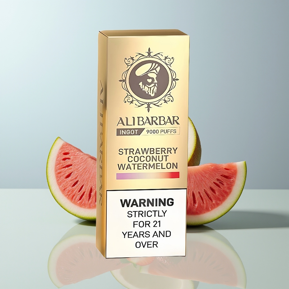 Wholesale Canada Alibarbar Ingot 9000 Puffs 2350mAh LED Strawberry Coconut Watermelon