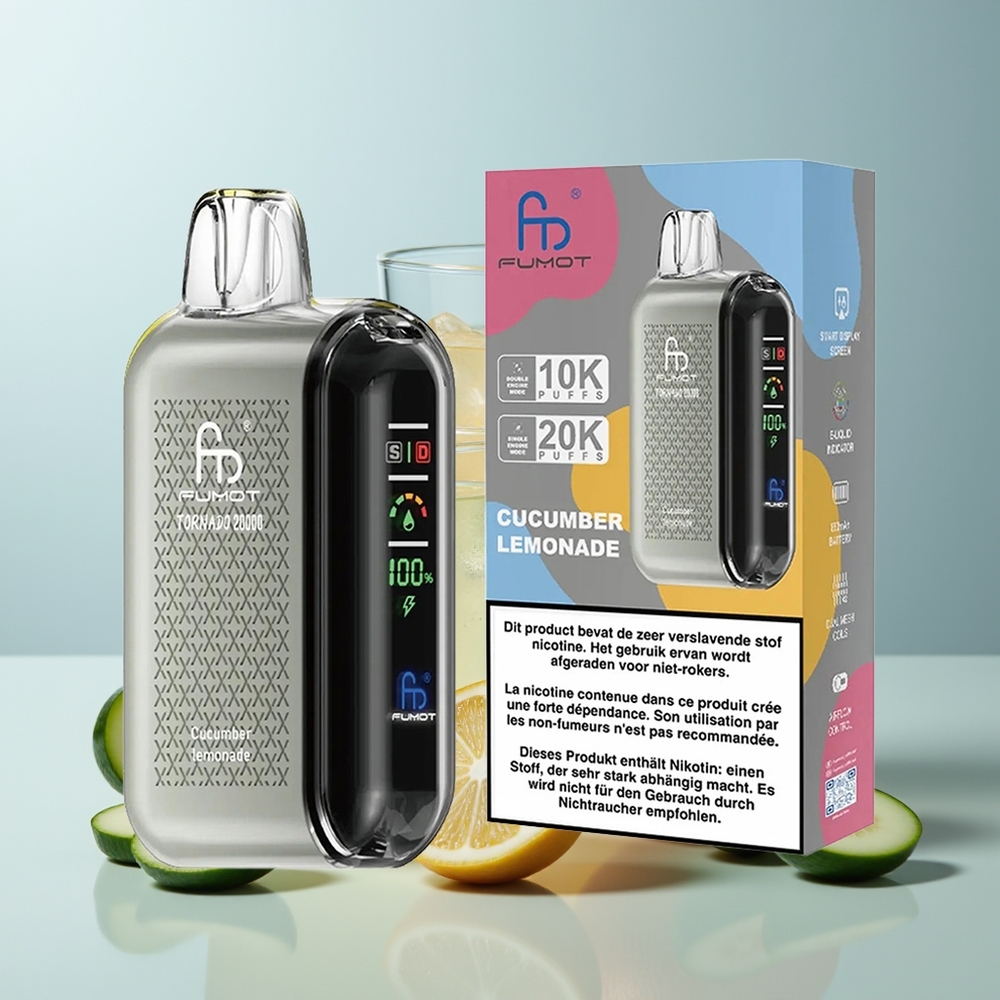 Wholesale Canada Fumot Tornado 20000 Puffs Dual Mesh Coil Cucumber Lemonade