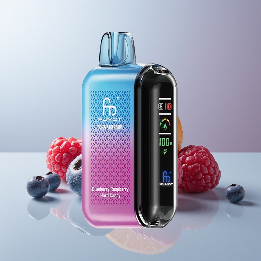Wholesale Canada Fumot Tornado 20000 Puffs Dual Mesh Coil Smart Display Blueberry Raspberry Hard Candy