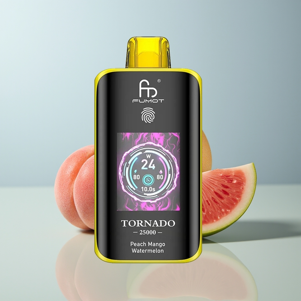Wholesale Canada Fumot Tornado 25000 Puffs 700mAh Rechargeable 20ml Peach Mango Watermelon
