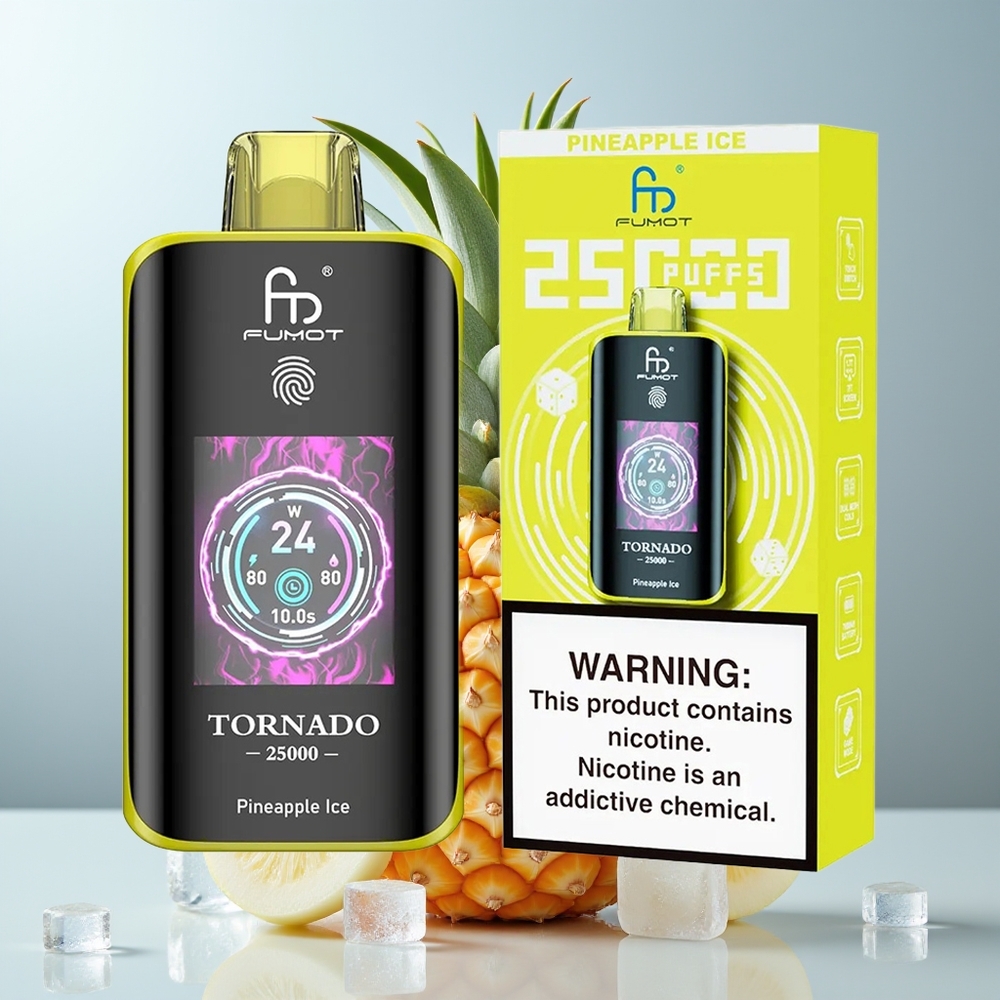 Wholesale Canada Fumot Tornado 25000 Puffs HD Screen Rechargeable Pineapple Ice