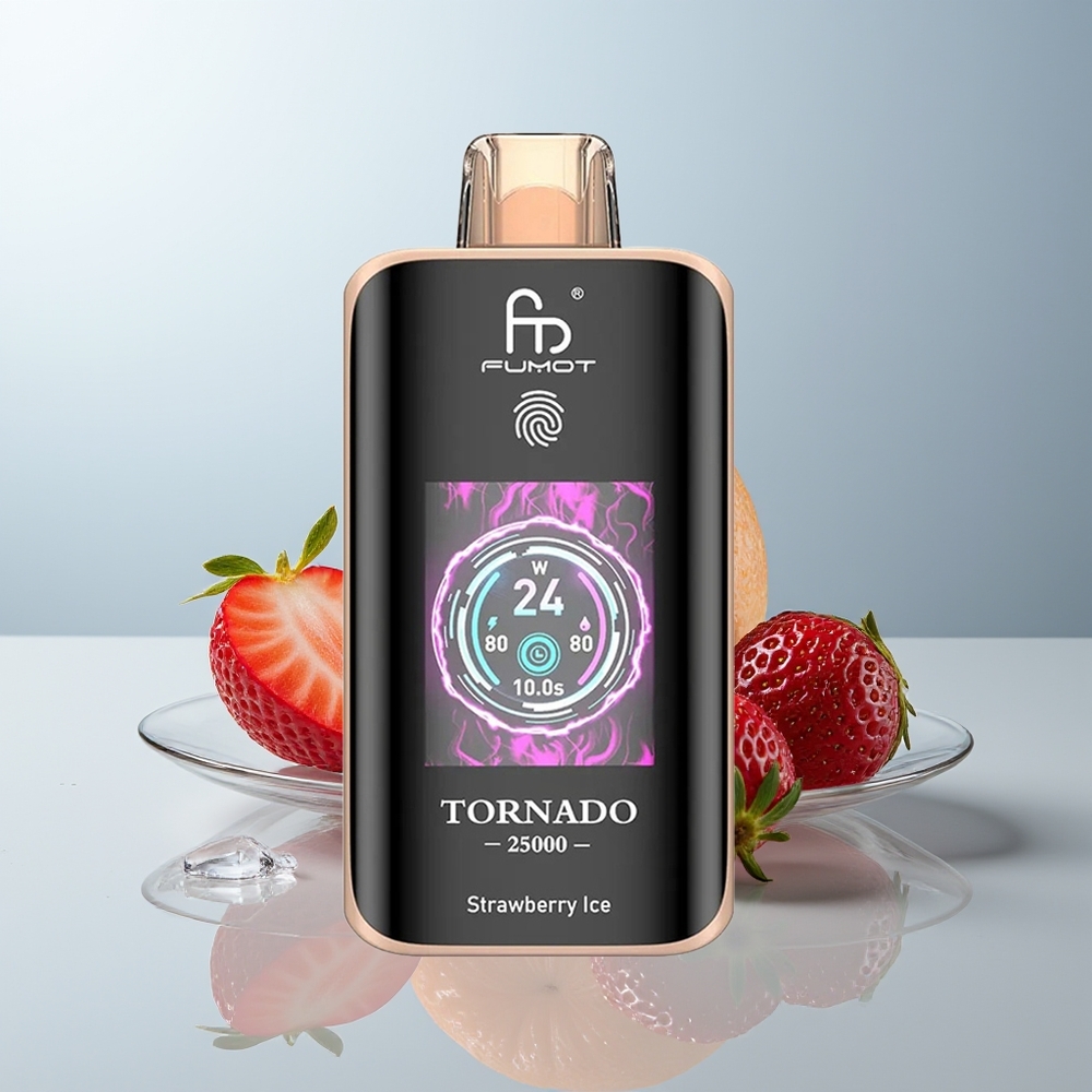 Wholesale Canada Fumot Tornado 25000 Puffs HD Screen Rechargeable Strawberry Ice