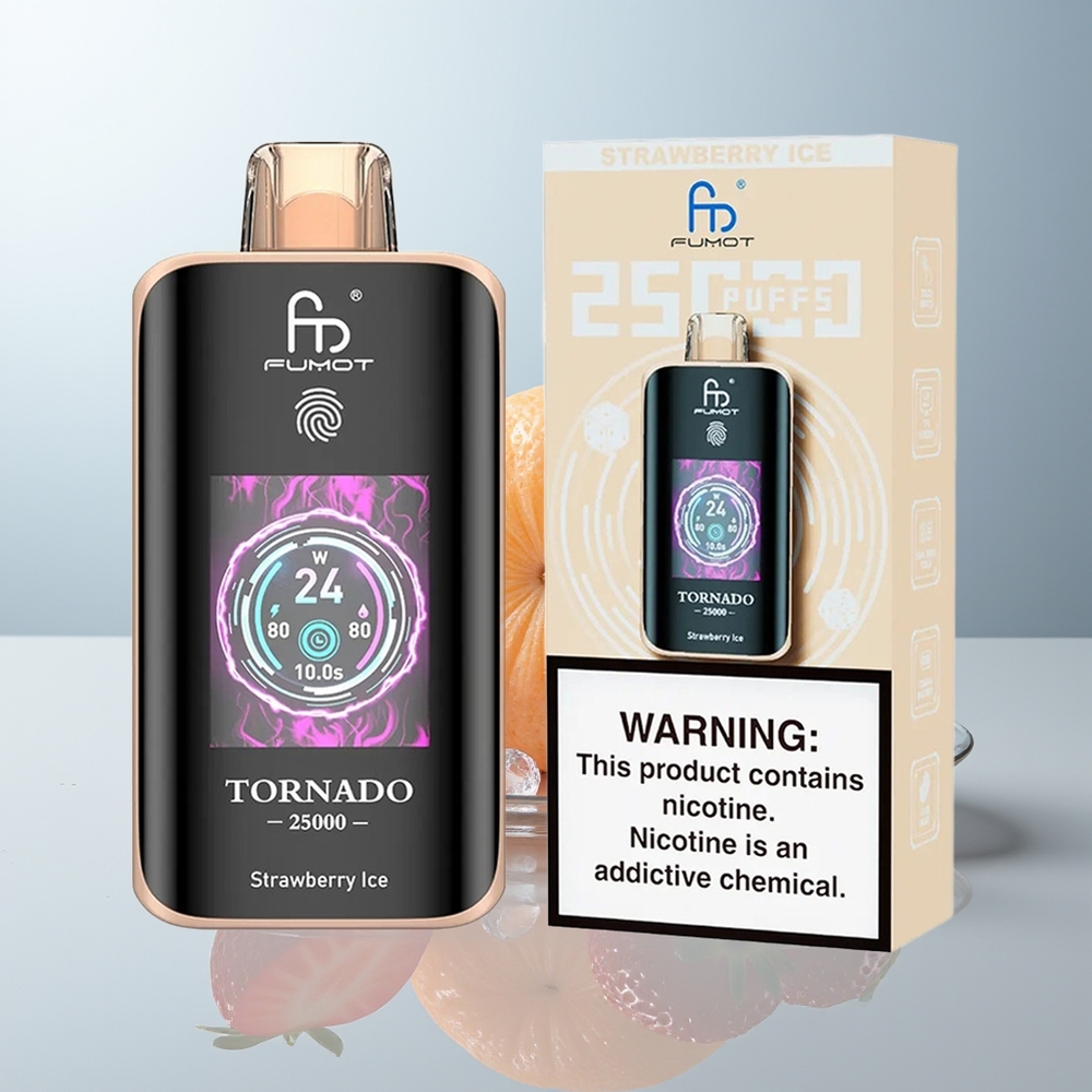 Wholesale Canada Fumot Tornado 25000 Puffs HD Screen Rechargeable Strawberry Ice
