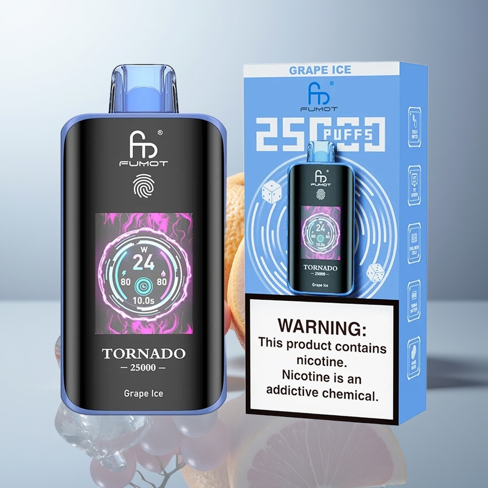 Wholesale Canada Fumot Tornado 25000 Puffs HD Screen Type-C Grape Ice