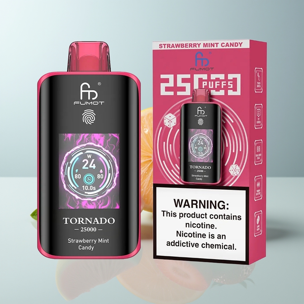 Wholesale Canada Fumot Tornado 25000 Puffs HD Screen Type-C Strawberry Mint Candy
