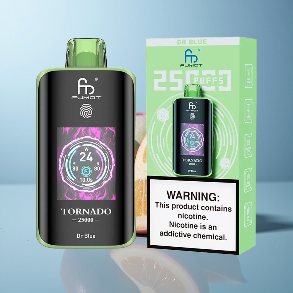Wholesale Canada Fumot Tornado 25000 Puffs Rechargeable HD Screen Dr Blue