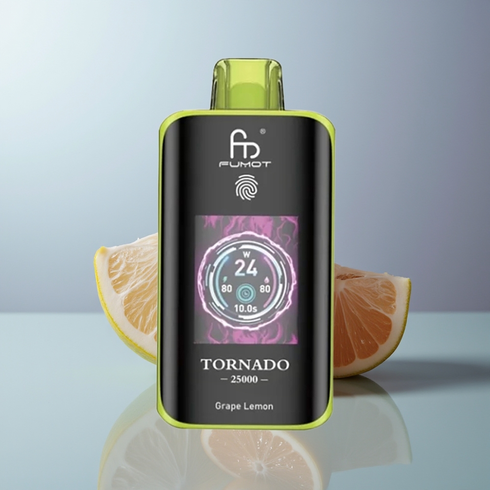 Wholesale Canada Fumot Tornado 25000 Puffs Rechargeable HD Screen Grape Lemon