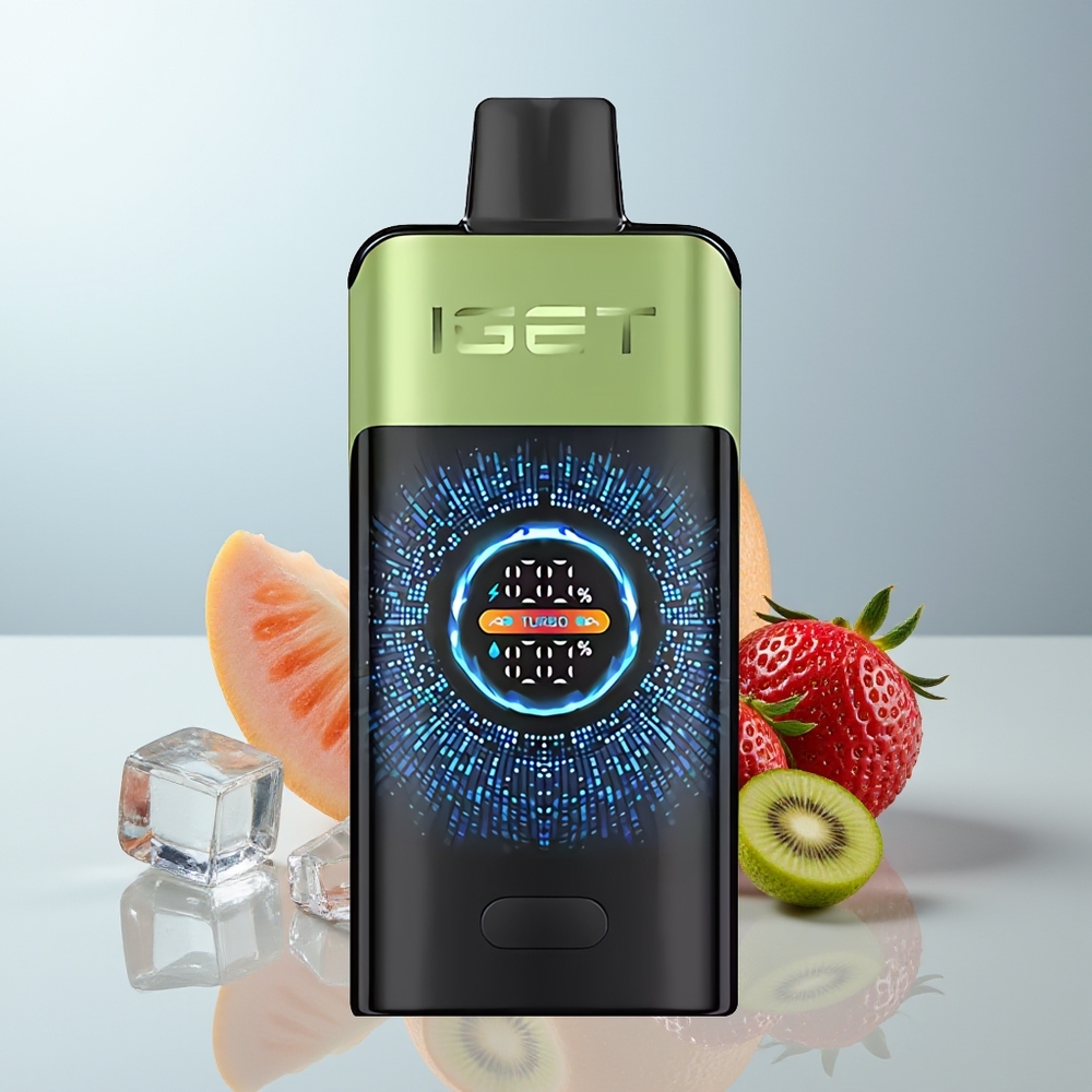 Wholesale Canada IGET ONE 12000 Puffs 2700 mAh Large Curved Color Screen Strawberry Kiwi Ice