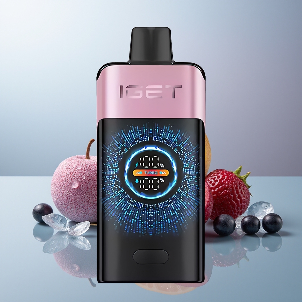 Wholesale Canada IGET ONE 12000 Puffs Dual Mesh Coil Large Curved Color Screen Blackberry Ice