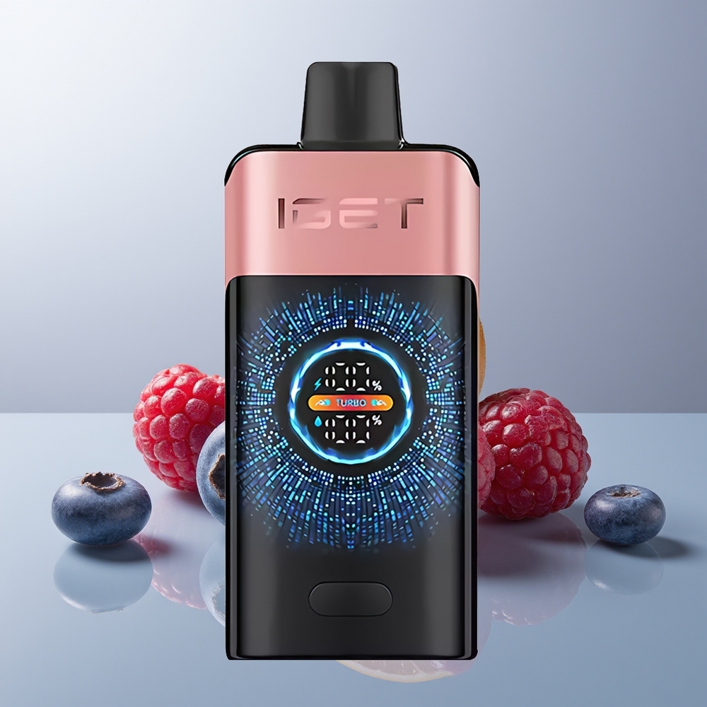 Wholesale Canada IGET ONE 12000 Puffs Dual Mesh Coil Large Curved Color Screen Blueberry Raspberry