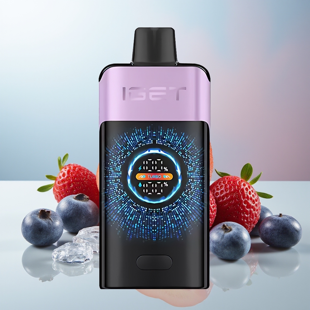 Wholesale Canada IGET ONE 12000 Puffs Dual Mesh Coil Large Curved Color Screen Disposable Vape Mixed Berries Ice