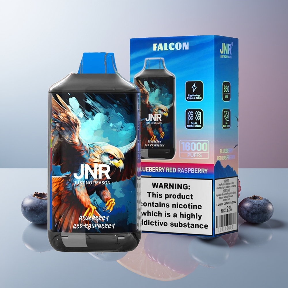 Wholesale Canada JNR Falcon 16000 Puffs 22ml Dual Mesh Coil Blueberry Red Raspberry