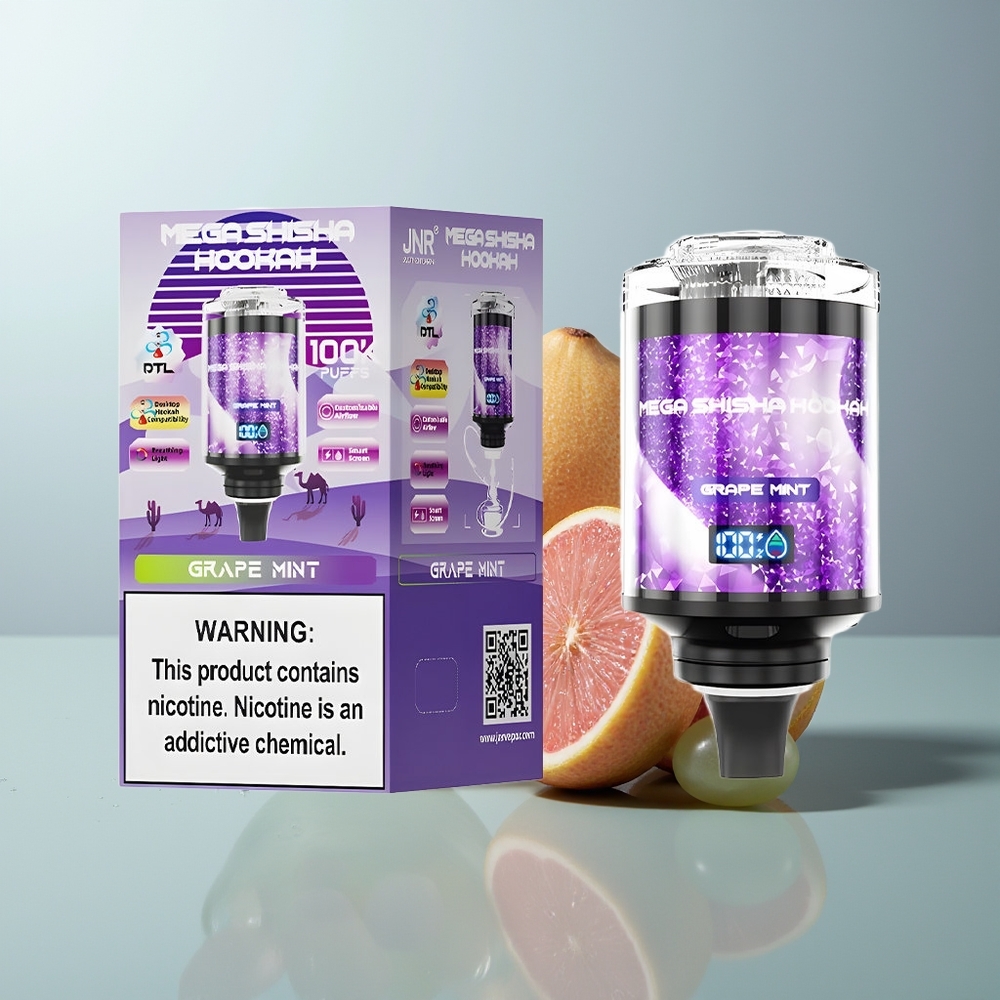 Wholesale Canada JNR Mega Shisha Hookah 100K 2200mAh Interactive Smart Screen Grape Mint