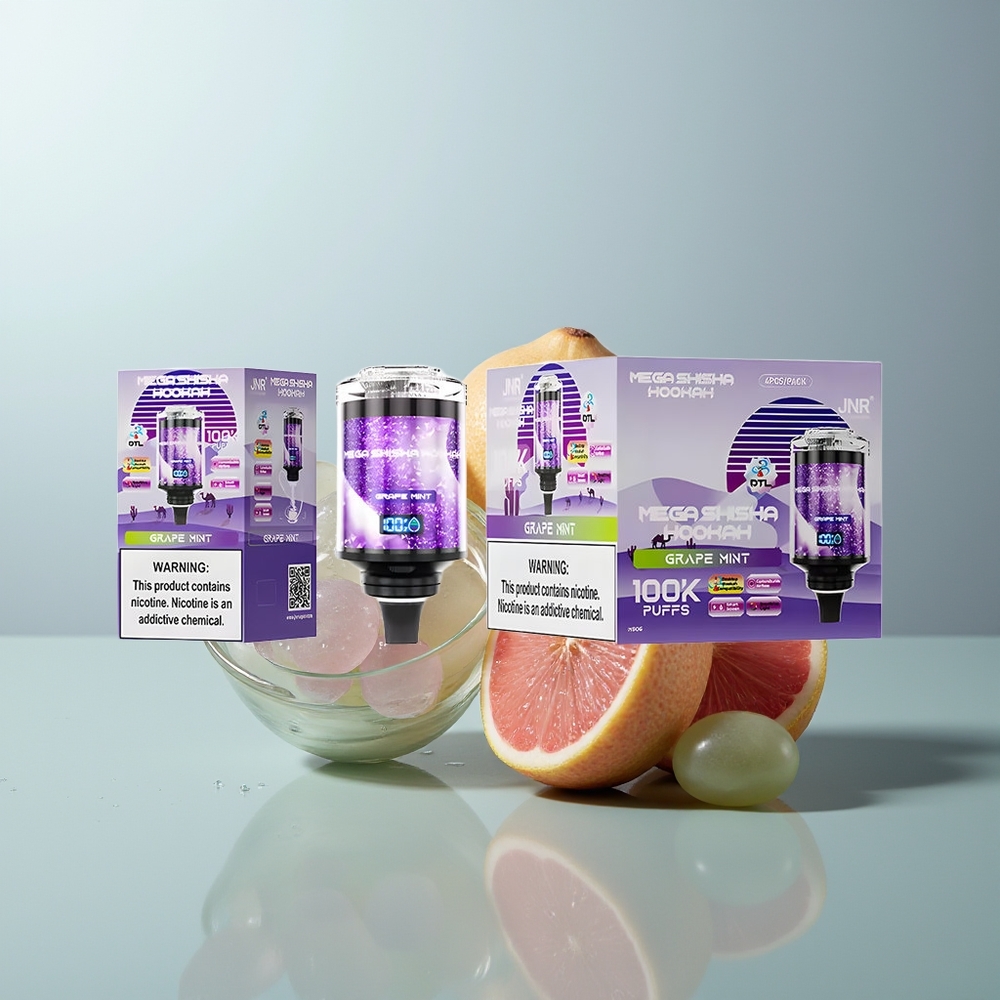 Wholesale Canada JNR Mega Shisha Hookah 100K 2200mAh Interactive Smart Screen Grape Mint