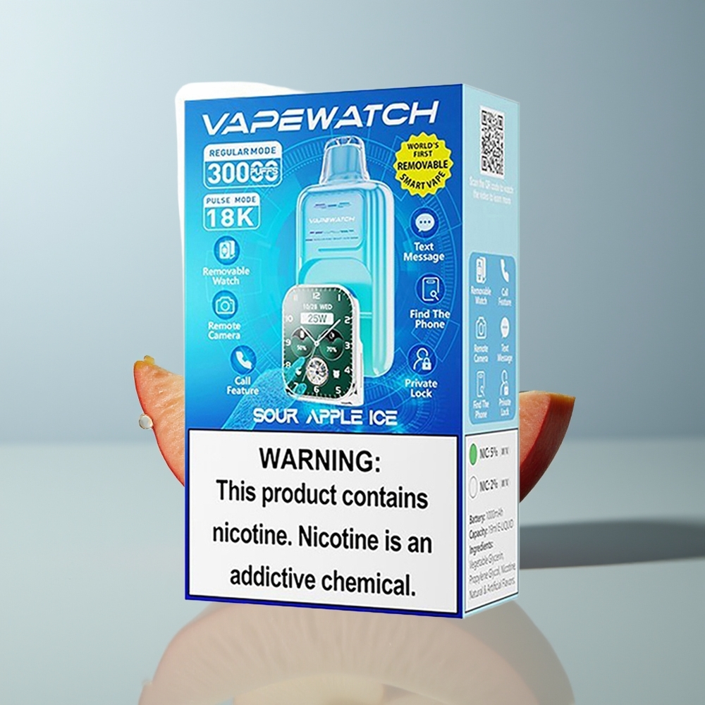 Wholesale Canada JNR VapeWatch 30000 Puffs 1000mAh Dual Mesh Sour Apple Ice