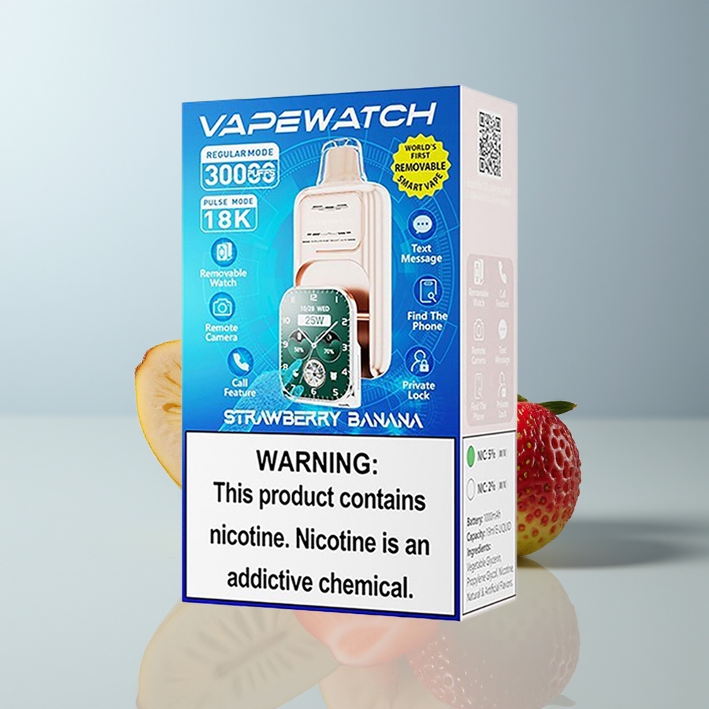 Wholesale Canada JNR VapeWatch 30000 Puffs Dual Mesh Coil Type-C Strawberry Banana