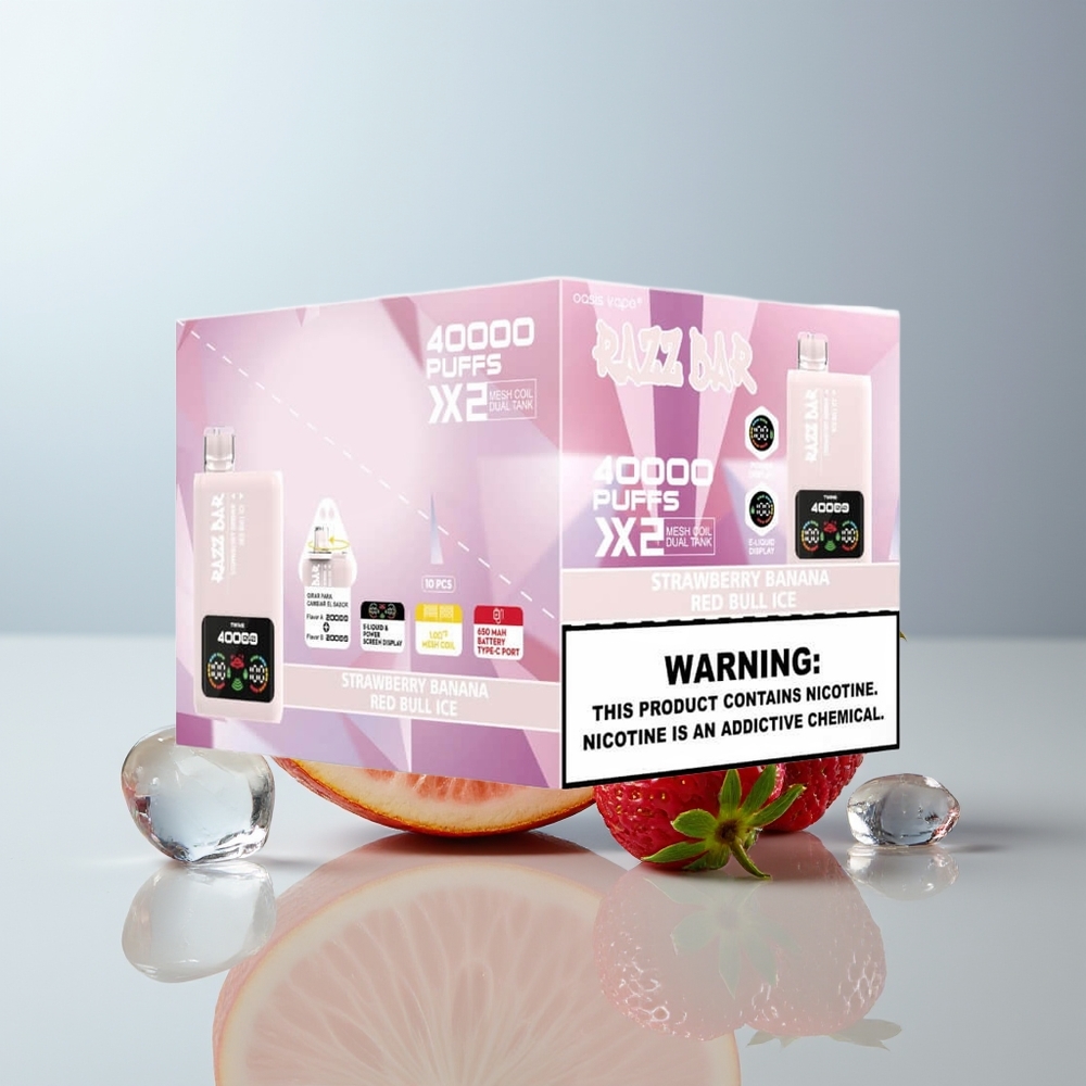 Wholesale Canada Razz Bar Disposable Vape 40000 Puffs Mesh Coil Strawberry Banana Red Bull Ice